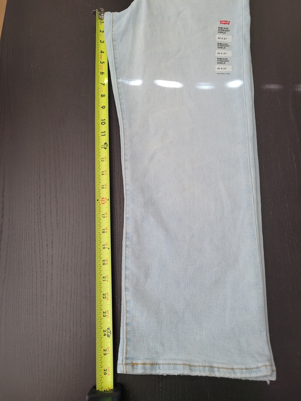 Levi's Ribcage Straight Ankle Jeans - Light Wash, Pale Blue, Buttonfly - Picture 7 of 11